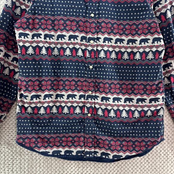 Chubbies Shirt Men L Blue Flip It Reverse It Christmas Bear Pearl Snap Button - Picture 4 of 16